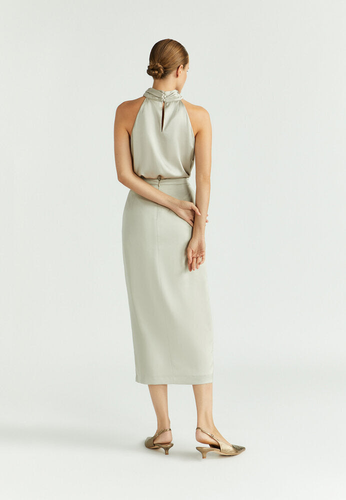 Robe de soirée beige fendue Rafi Xandres