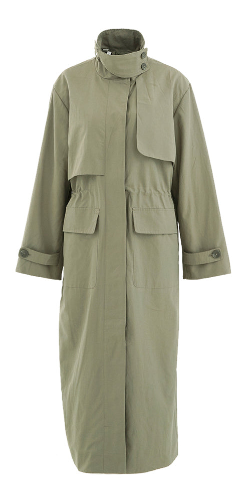 Kaki groene lange trenchcoat Selected