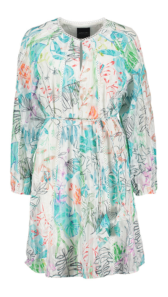 Witte jurk met multicolor print Marc Cain collections