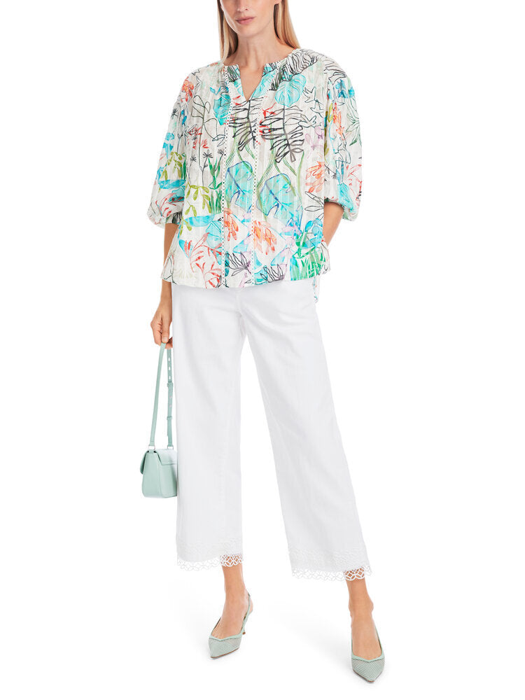 Witte bloes met bloemenprint Marccain