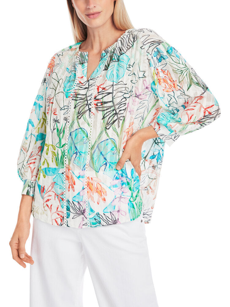 Witte bloes met bloemenprint Marccain