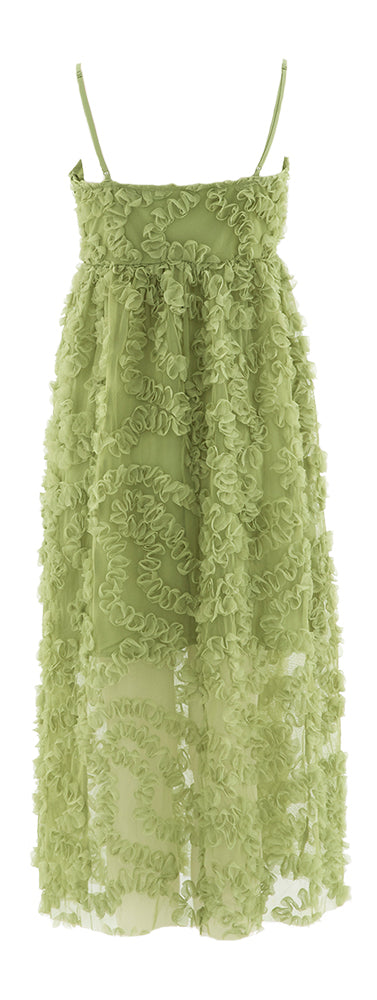 Robe longue verte à franges Vileonora Vila