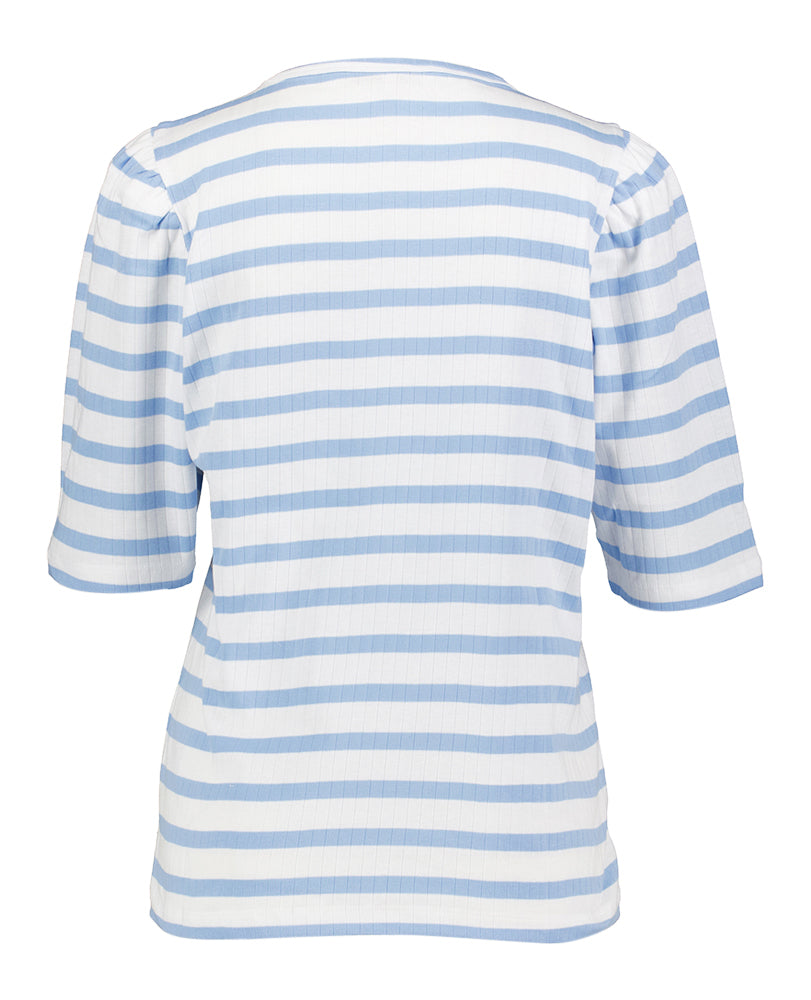 T-shirt rayé bleu et blanc à manches bouffantes Munthe
