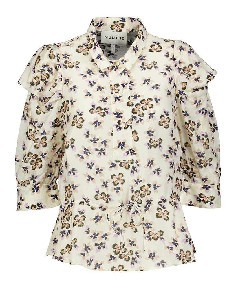 Ivoorkleurige blouse met multicolor print Sonia Munthe