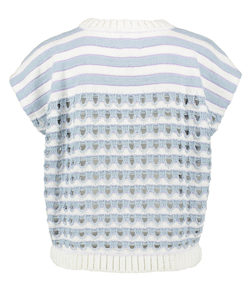 Pull bleu et blanc en crochet Marccain Sport