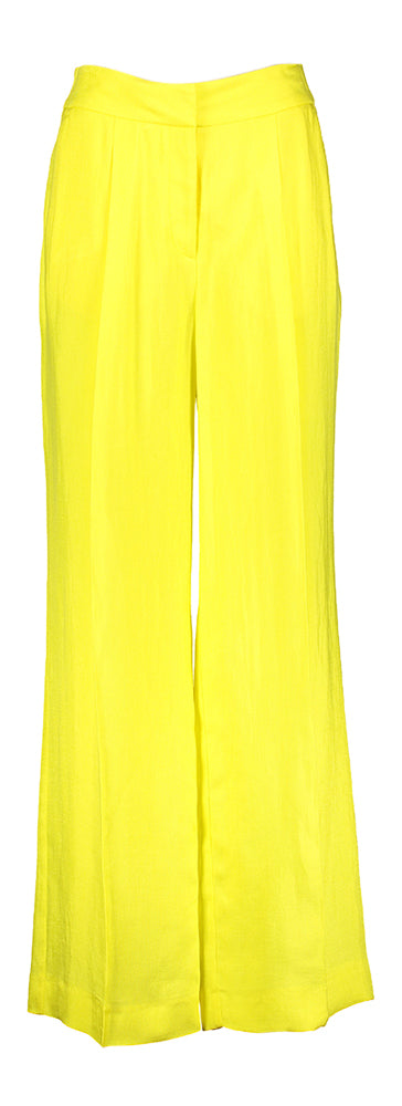 Gele wijde broek met bandplooi Her