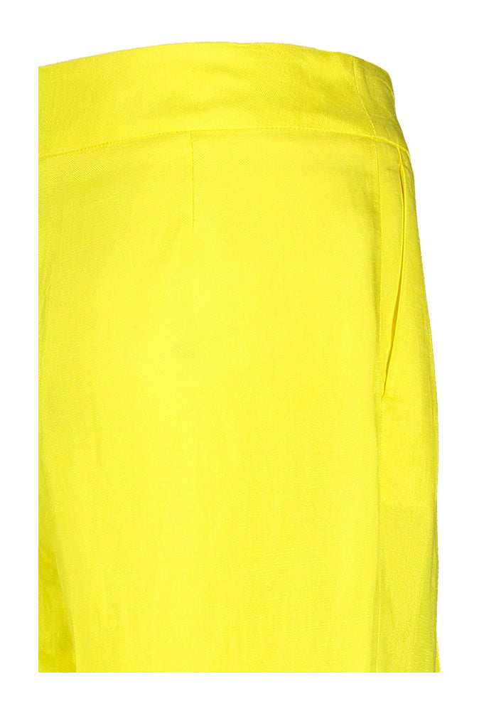 Pantalon jaune large à plis