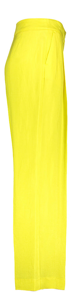 Gele wijde broek met bandplooi Her