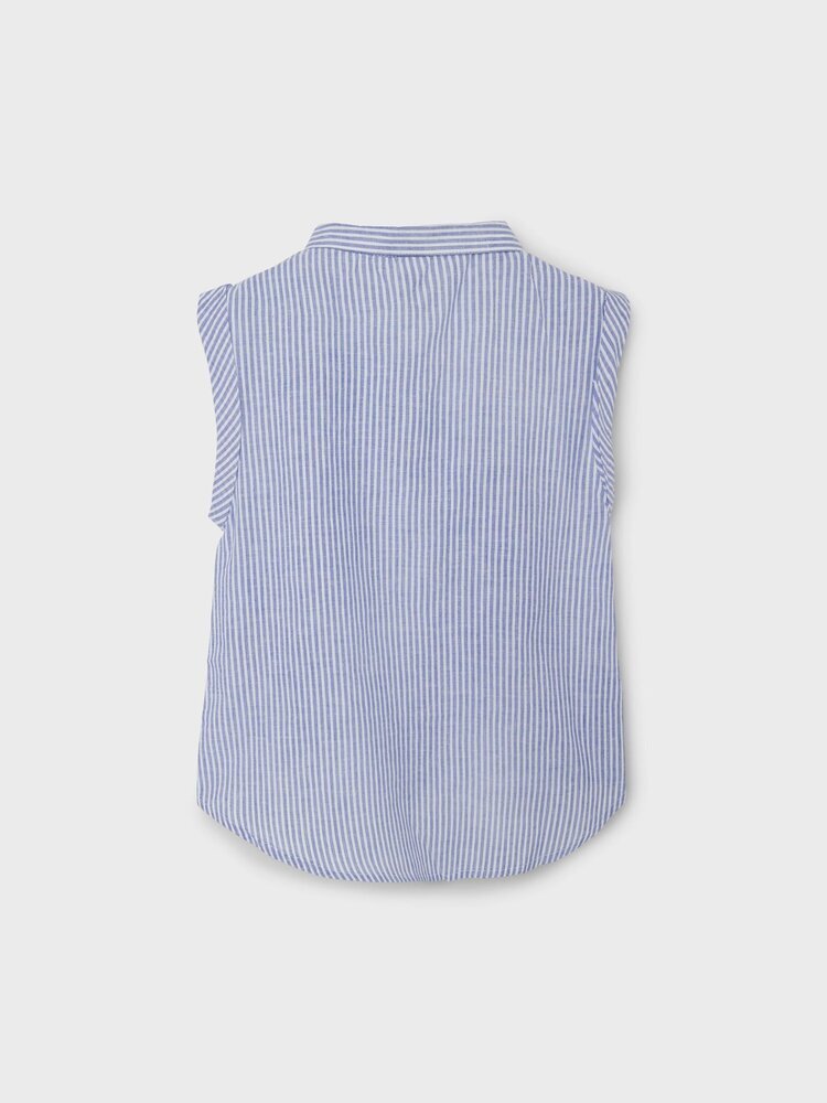 Blauw/wit gestreepte bloes met knoop Name It