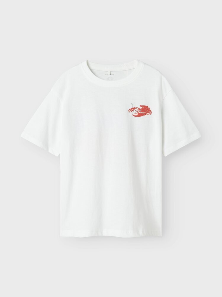 T-shirt blanc avec un homard. Nommez-le.