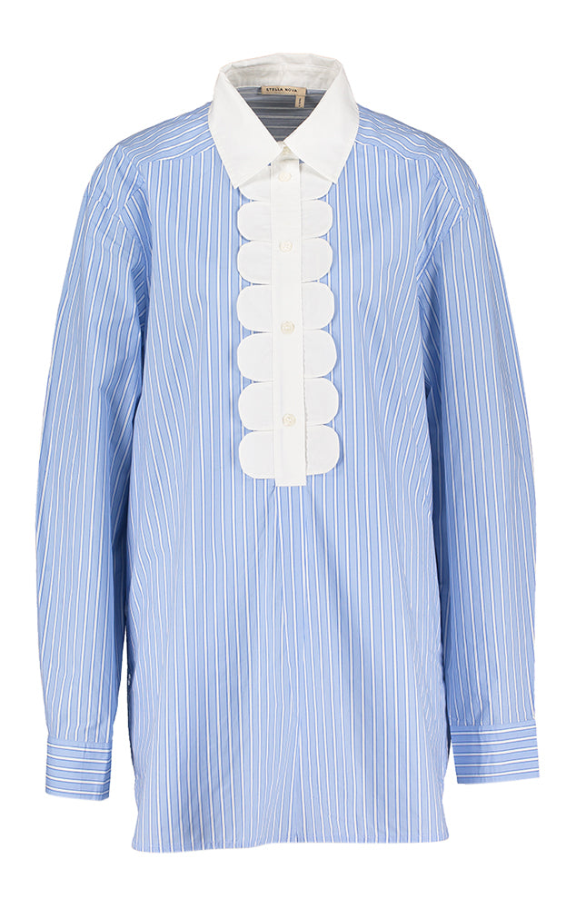 Wit en blauw gestreepte lange bloes Stella Nova