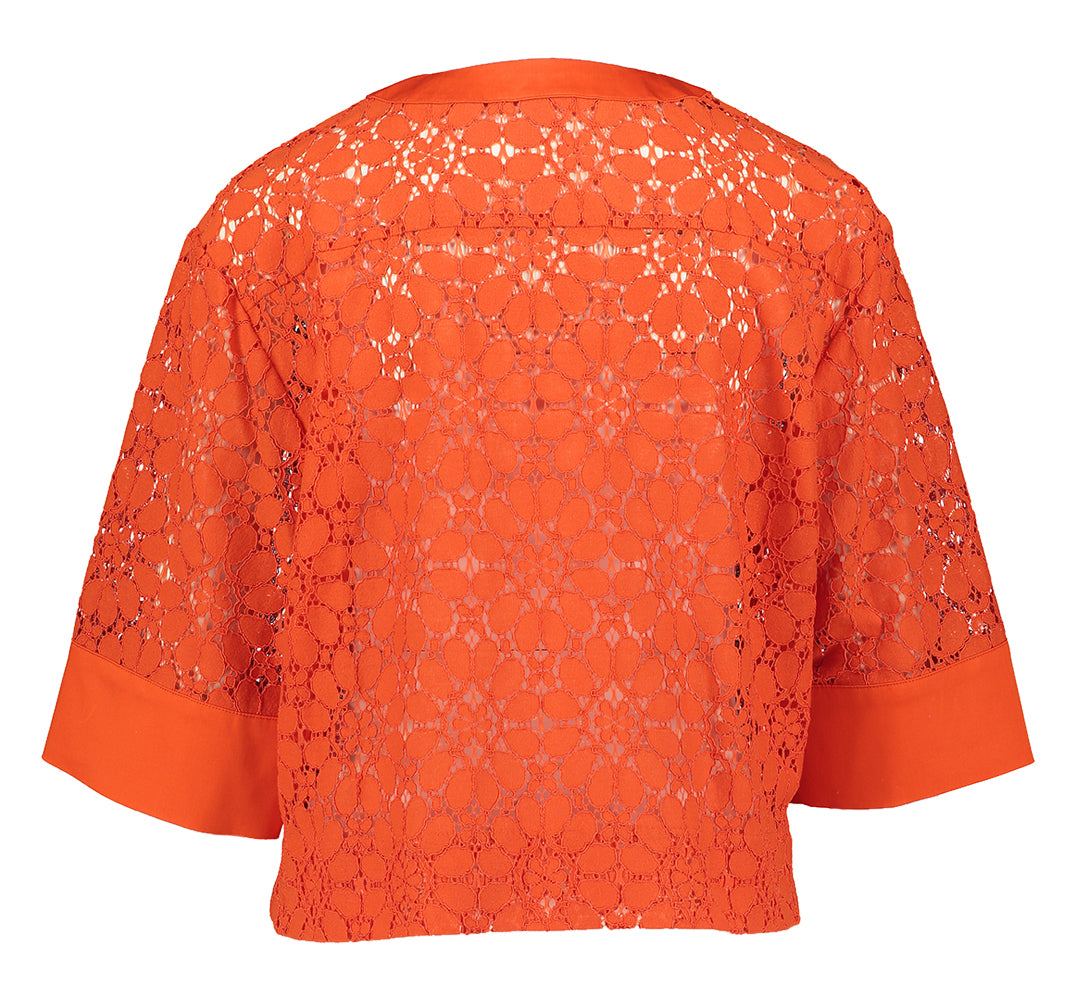 Chemisier rouge transparent brodé Leo Her