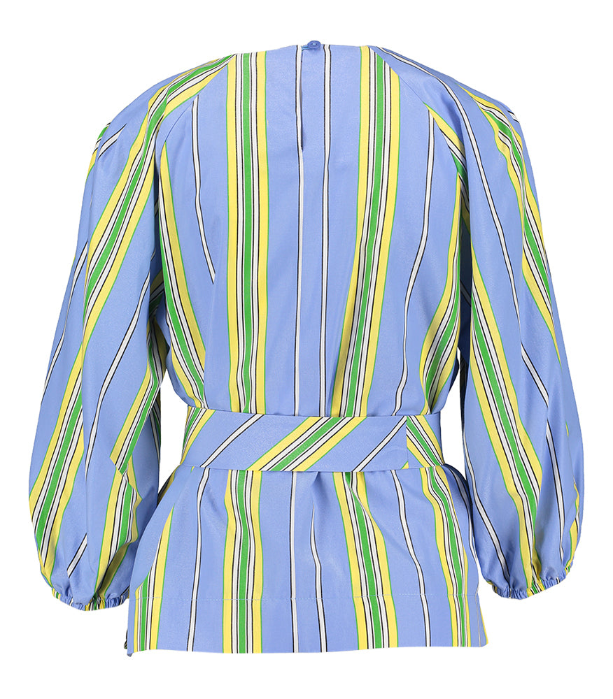 Chemisier bleu à rayures multicolores pour elle