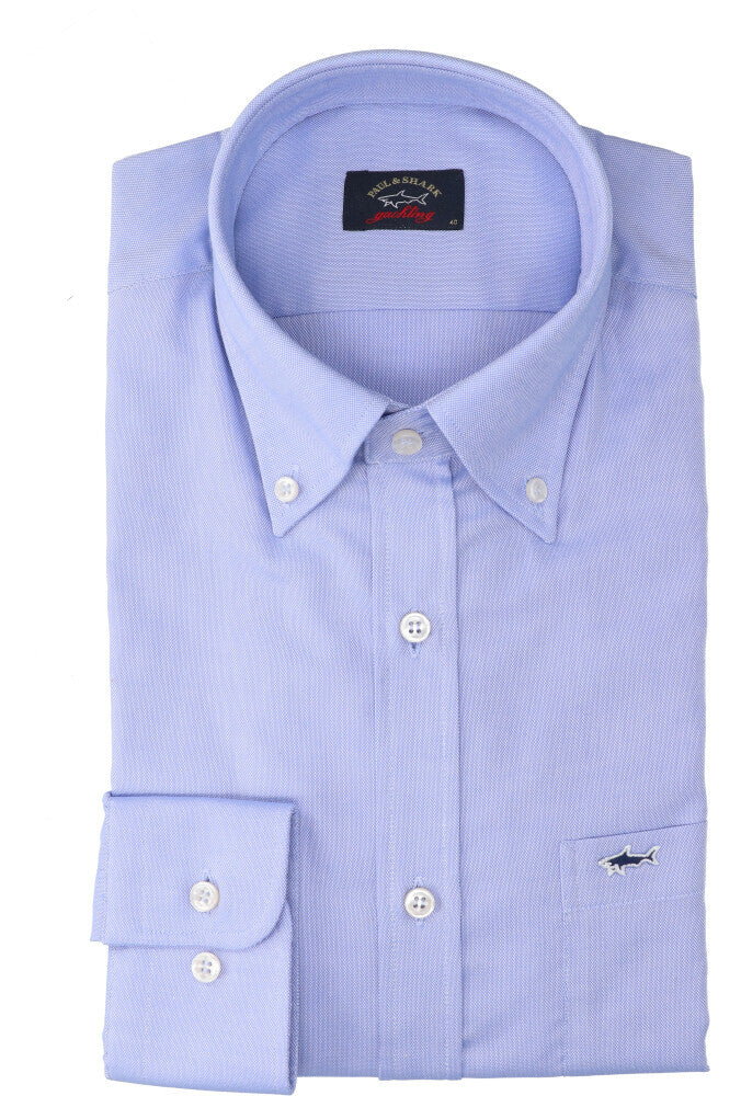 Chemise bleue en coton, coupe classique, manches longues, Paul &amp; Shark
