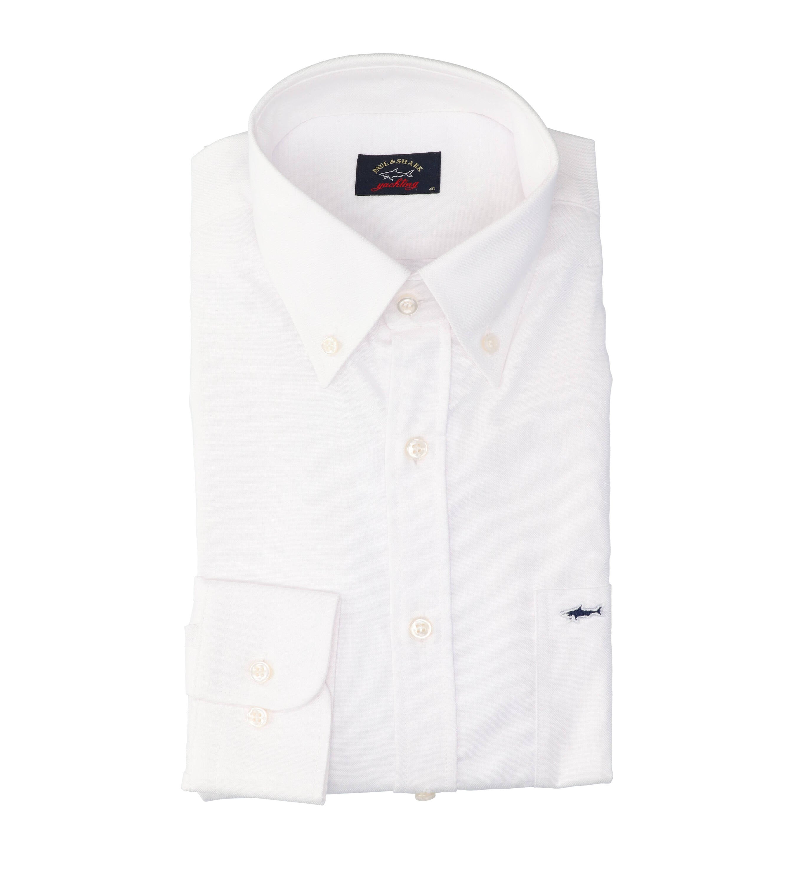 Chemise blanche en coton, coupe classique, manches longues, Paul &amp; Shark