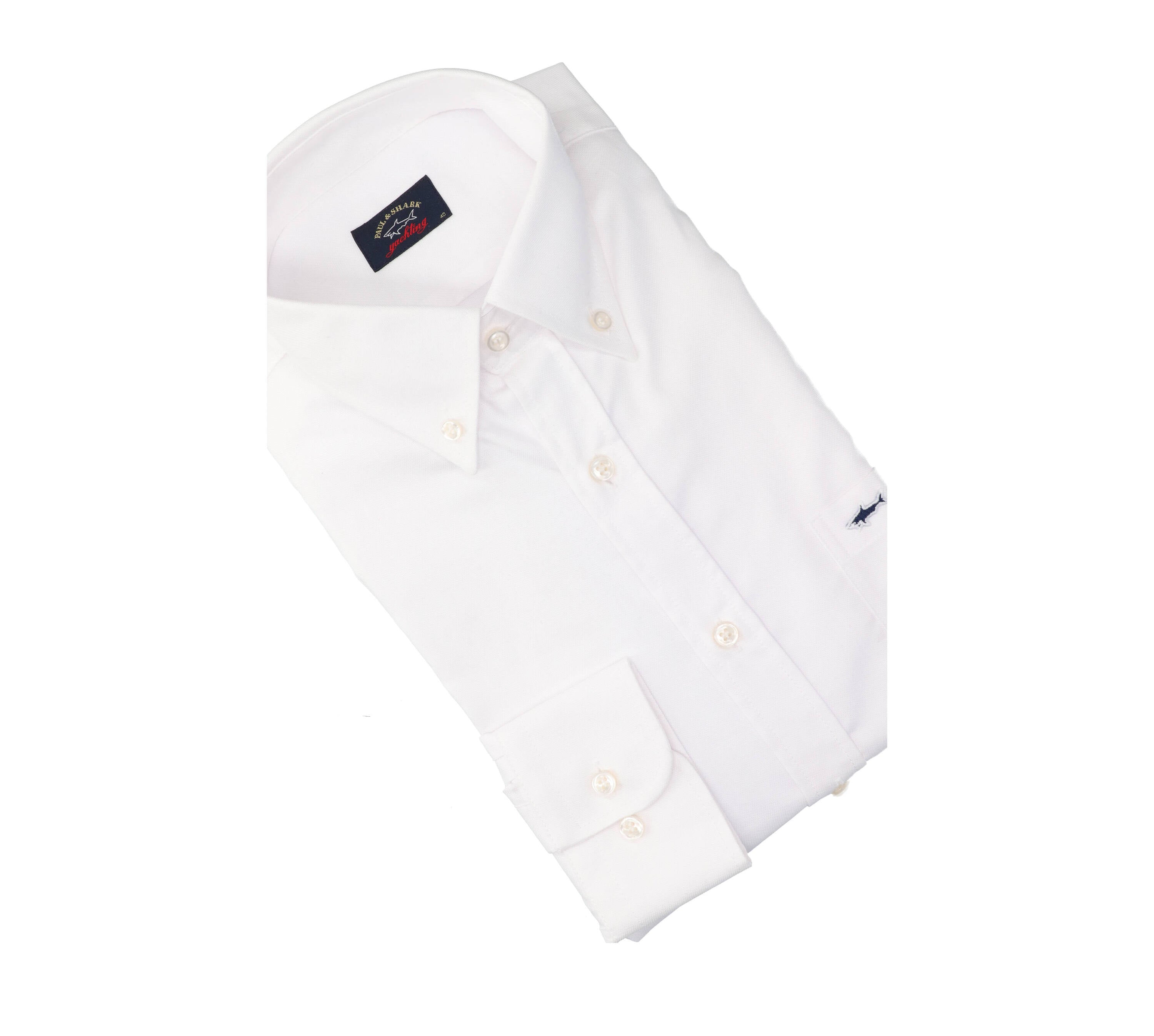 Chemise blanche en coton, coupe classique, manches longues, Paul &amp; Shark