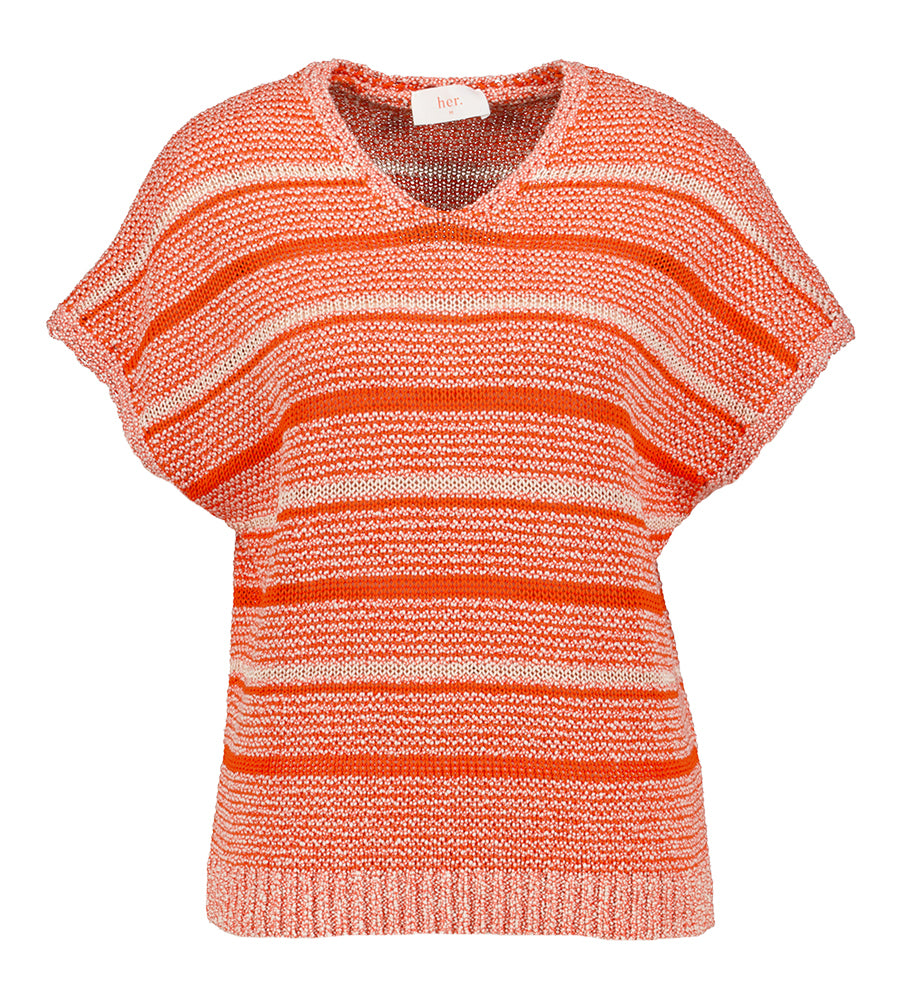 Haut rouge et blanc au crochet pour elle