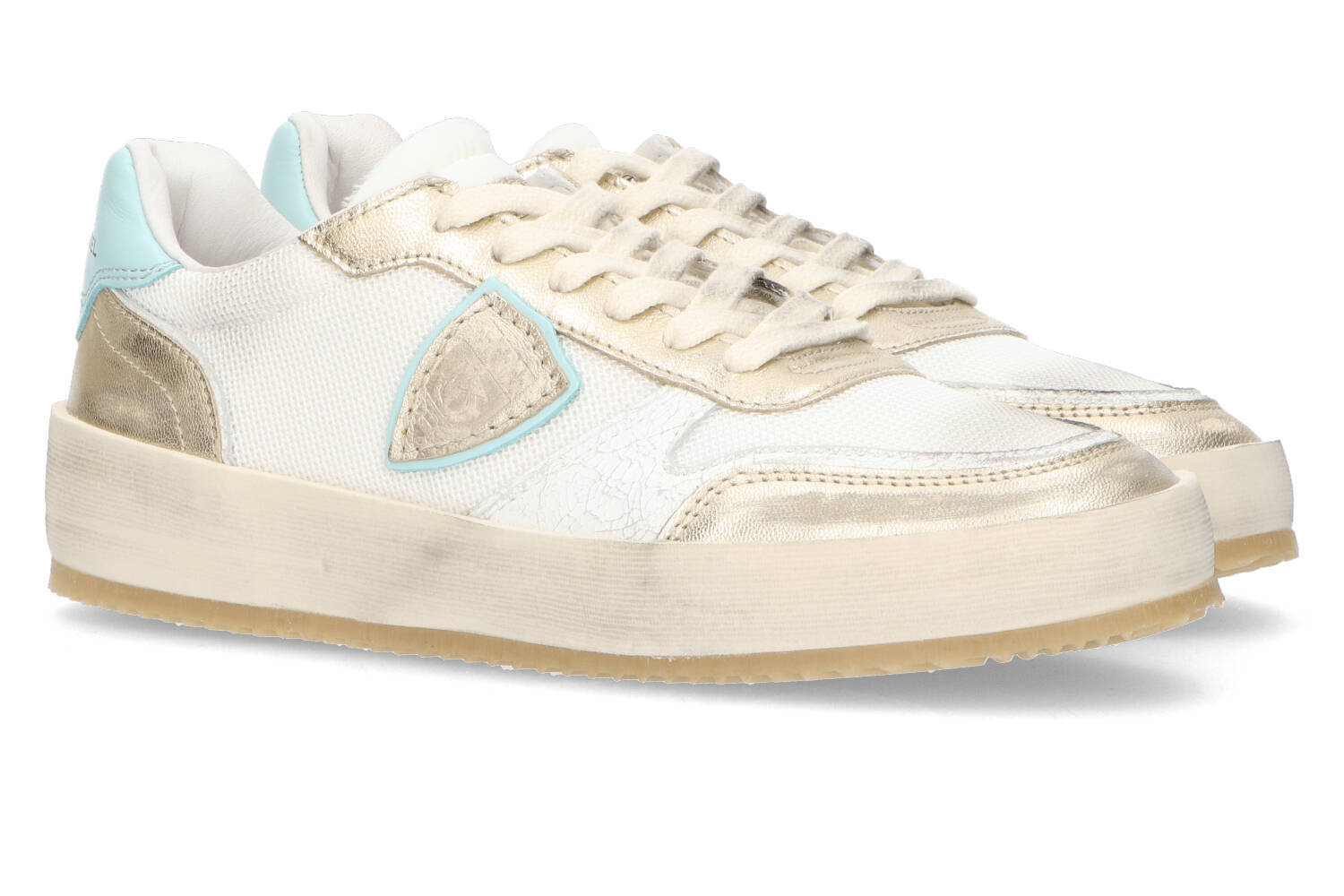 Sneakers met blauwe en goudkleurige afwerking Philippe Model