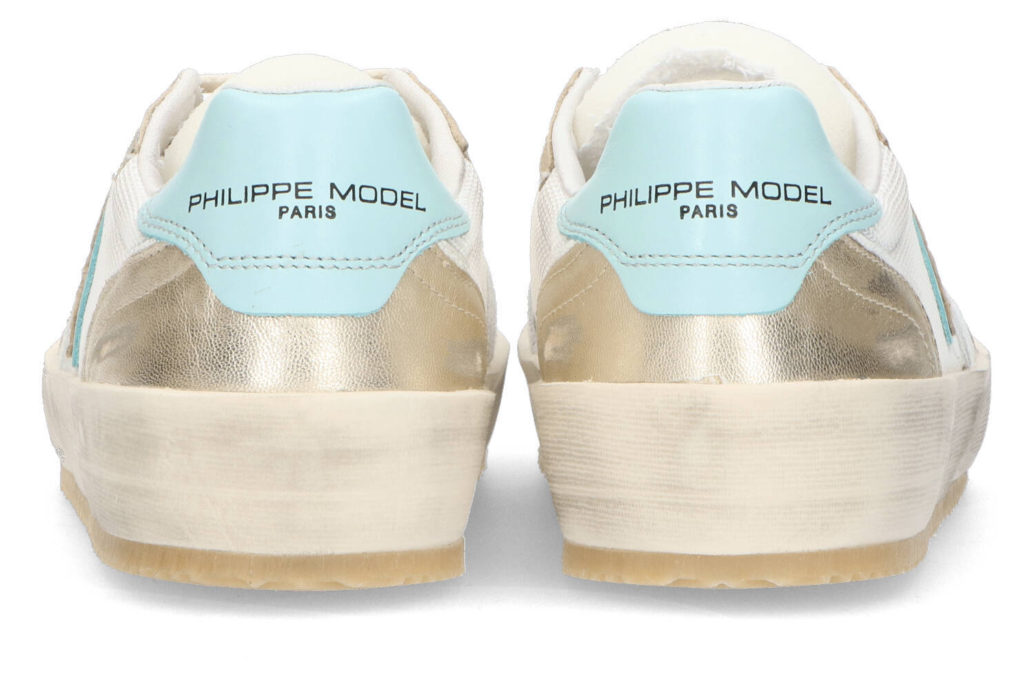 Baskets Philippe Model avec finition bleue et or