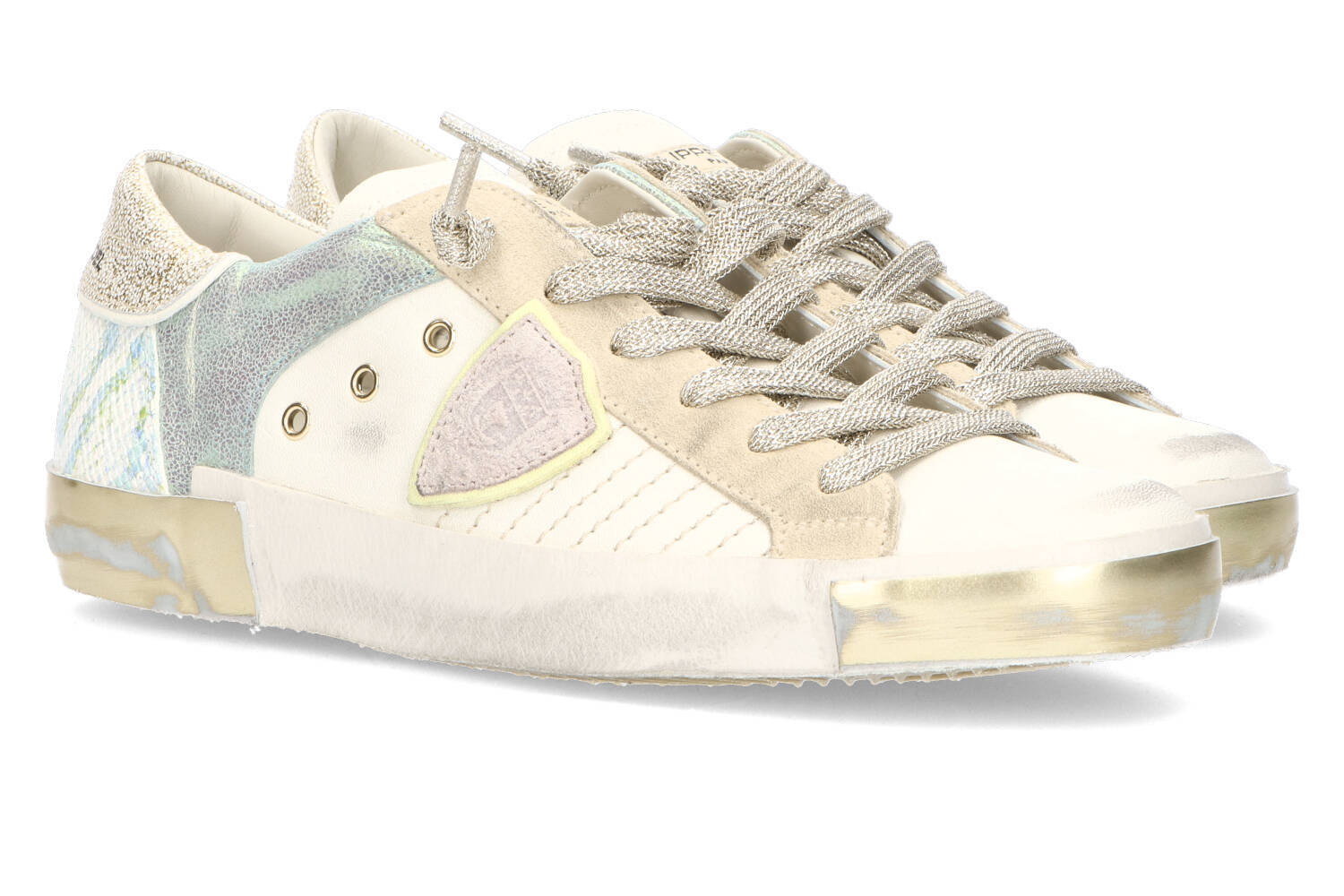 Baskets multicolores avec un modèle Philippe métallisé