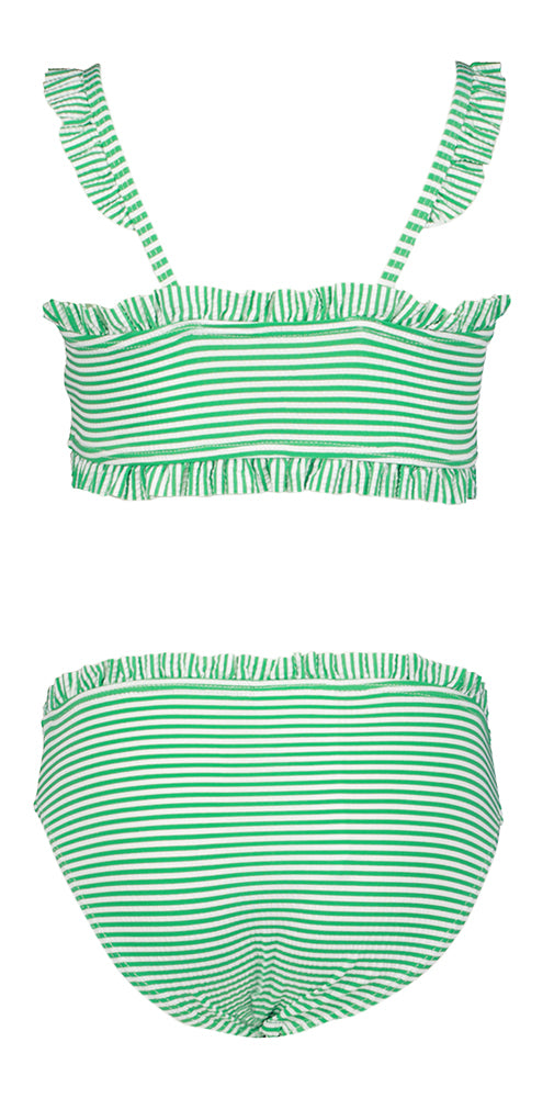 Bright green gestreepte bikini Name It