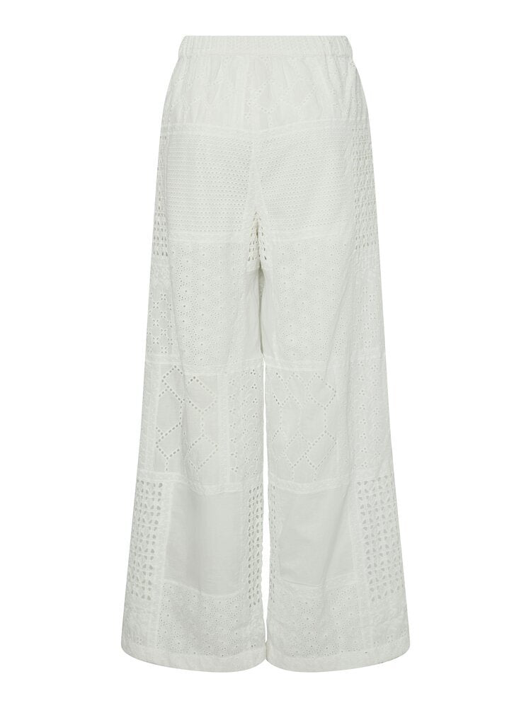 Pantalon blanc brodé avec élastique Yasberlo YAS