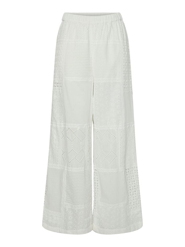 Pantalon blanc brodé avec élastique Yasberlo YAS