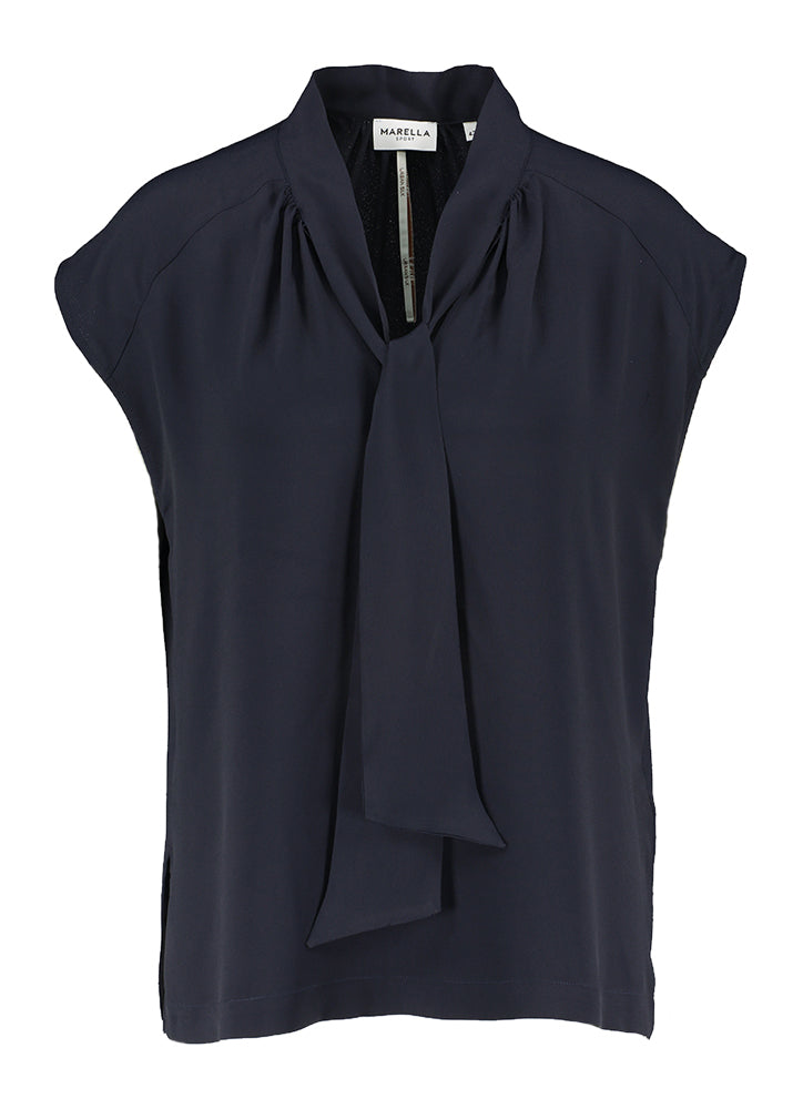 Donkerblauwe blouse met korte mouwen Jerez Marella