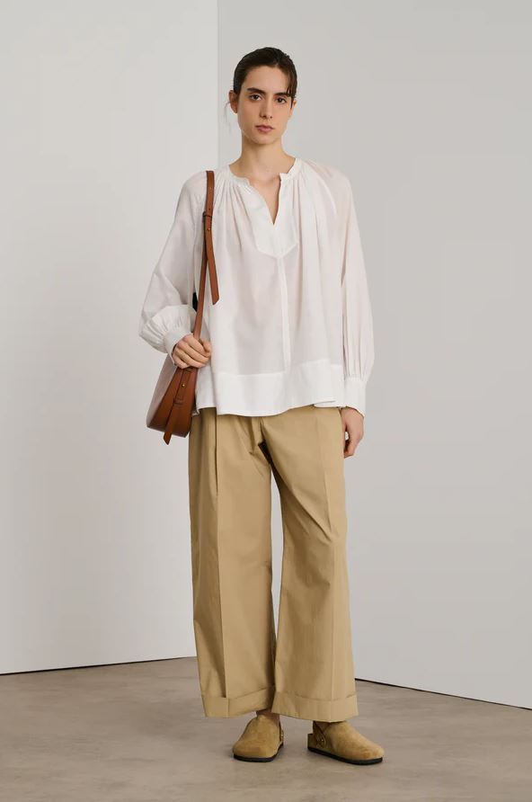 Wijde ecru katoenen blouse in keperstof Sierra Soeur