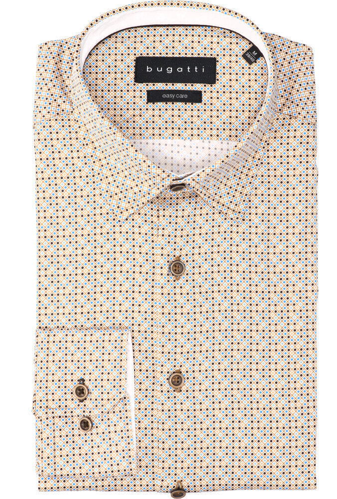 Chemise blanche en coton (coupe classique) à pois et manches longues Bugatti