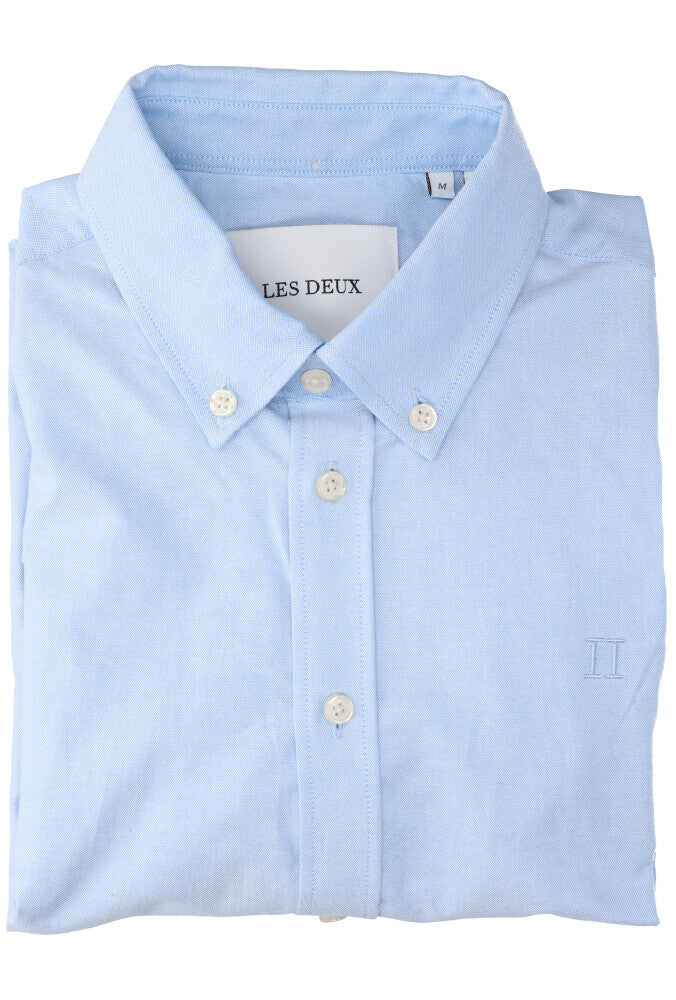 Lichtblauw katoenen hemd (regular fit) met lange mouwen Konrad Oxford Les Deux