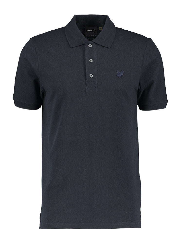Polo bleu foncé avec logo bleu de la marque Lyle &amp; Scott