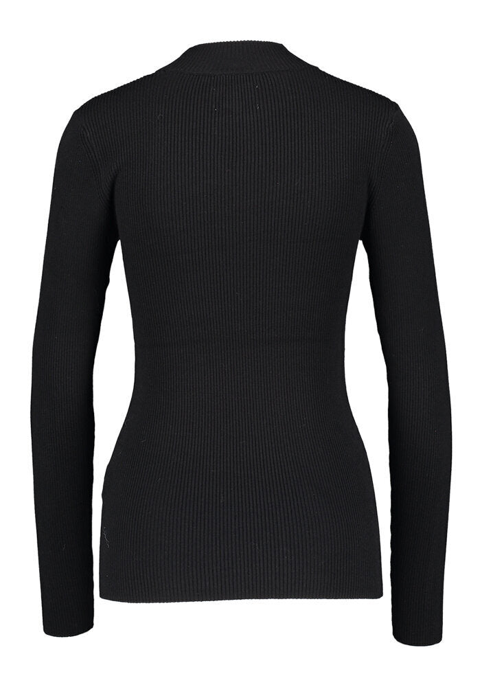 Pull noir à col montant et manches longues Nümph