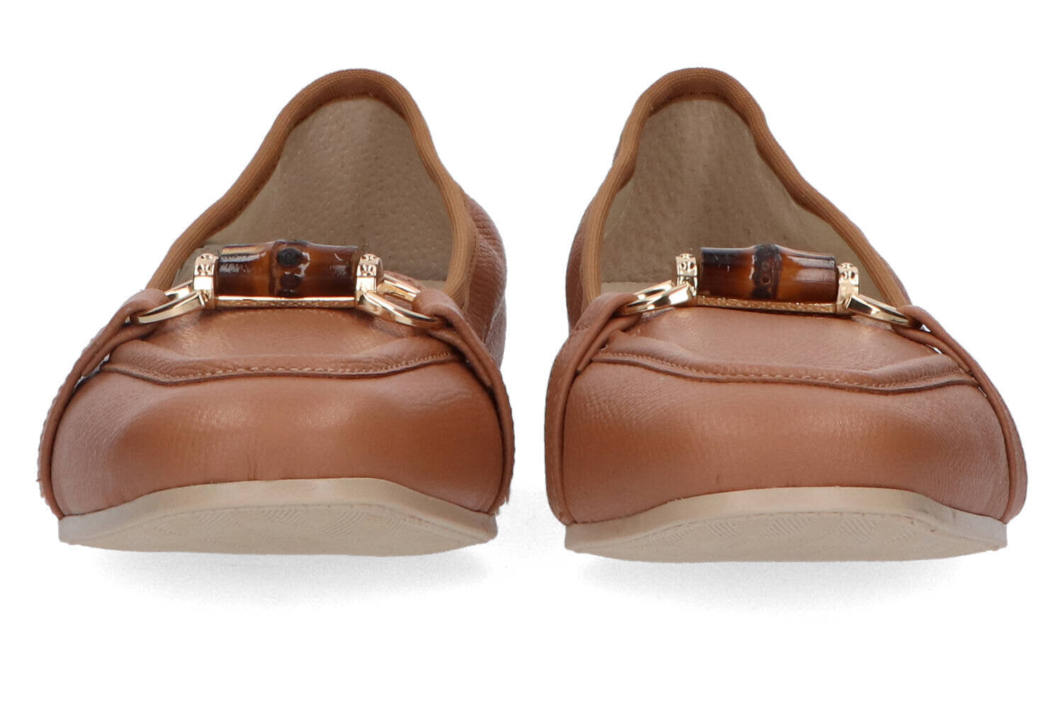 ballerines cognac avec détails dorés