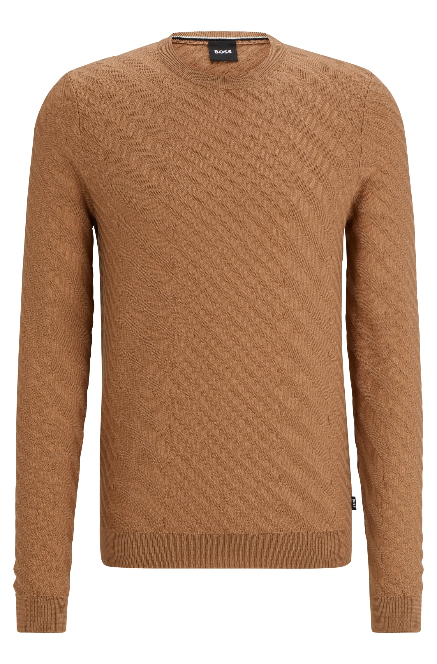 Pull marron à motifs en relief Palwino Hugo Boss
