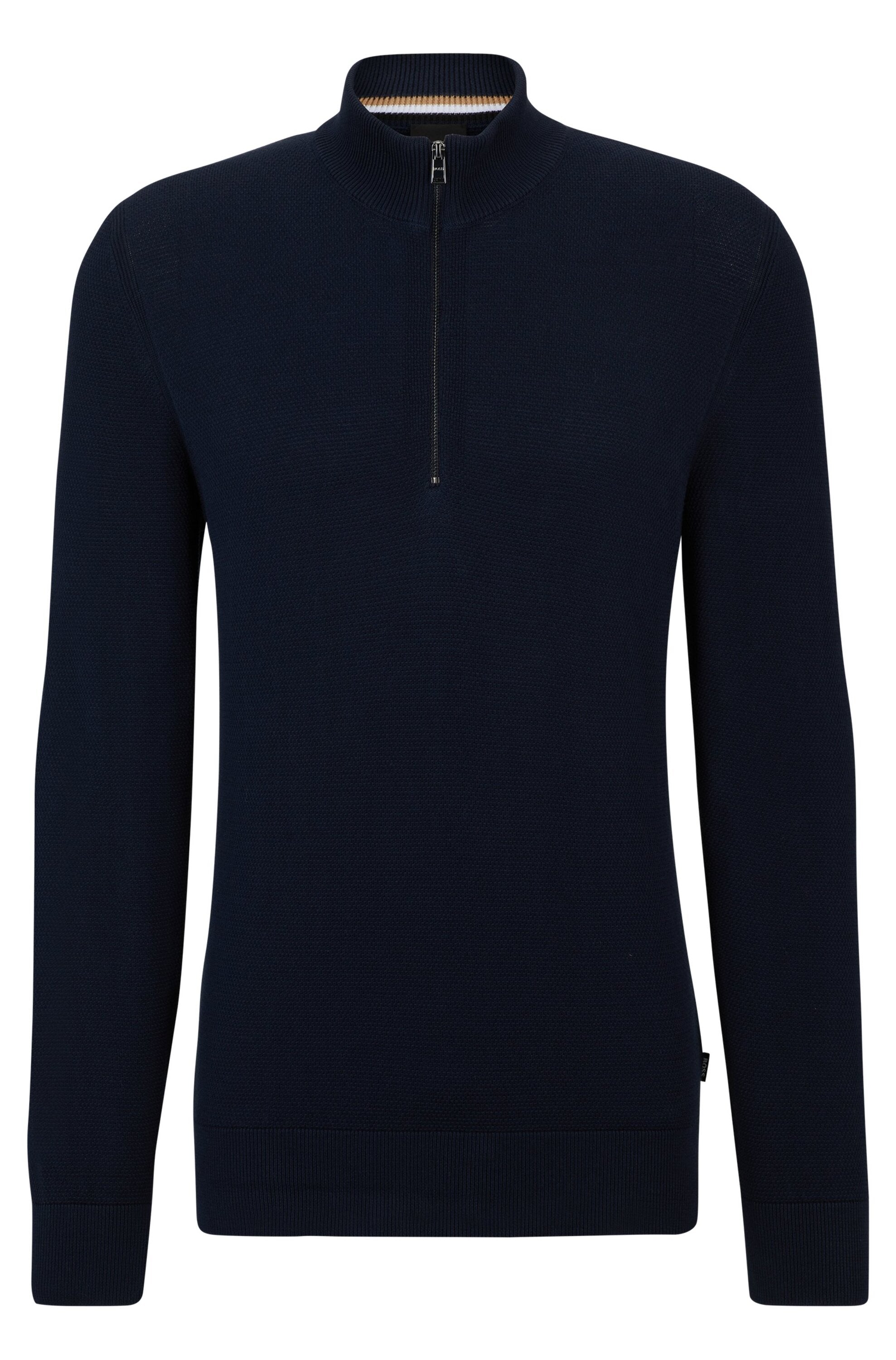 Pull bleu foncé à fermeture éclair courte Ebrando Hugo Boss
