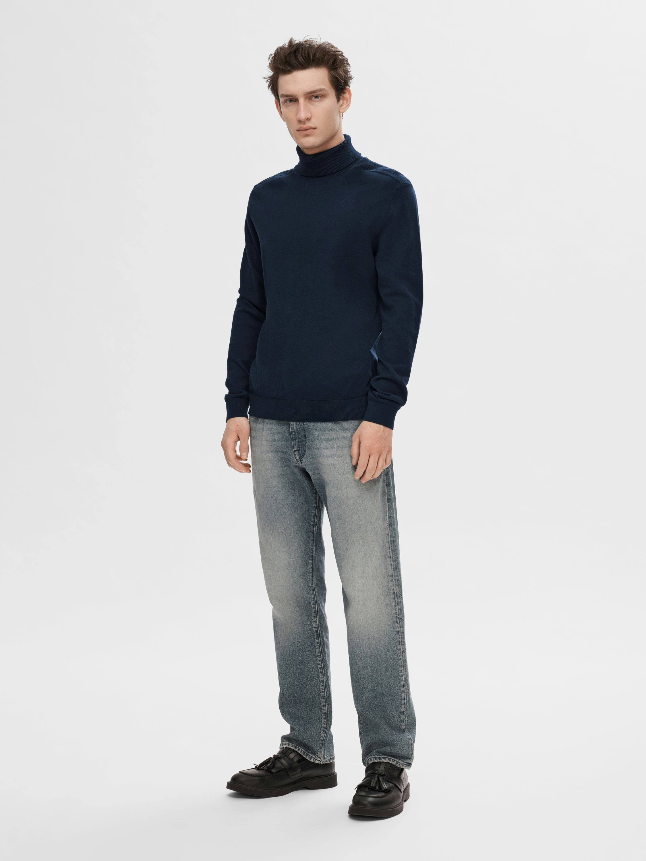 Blauwe trui met rolkraag Selected