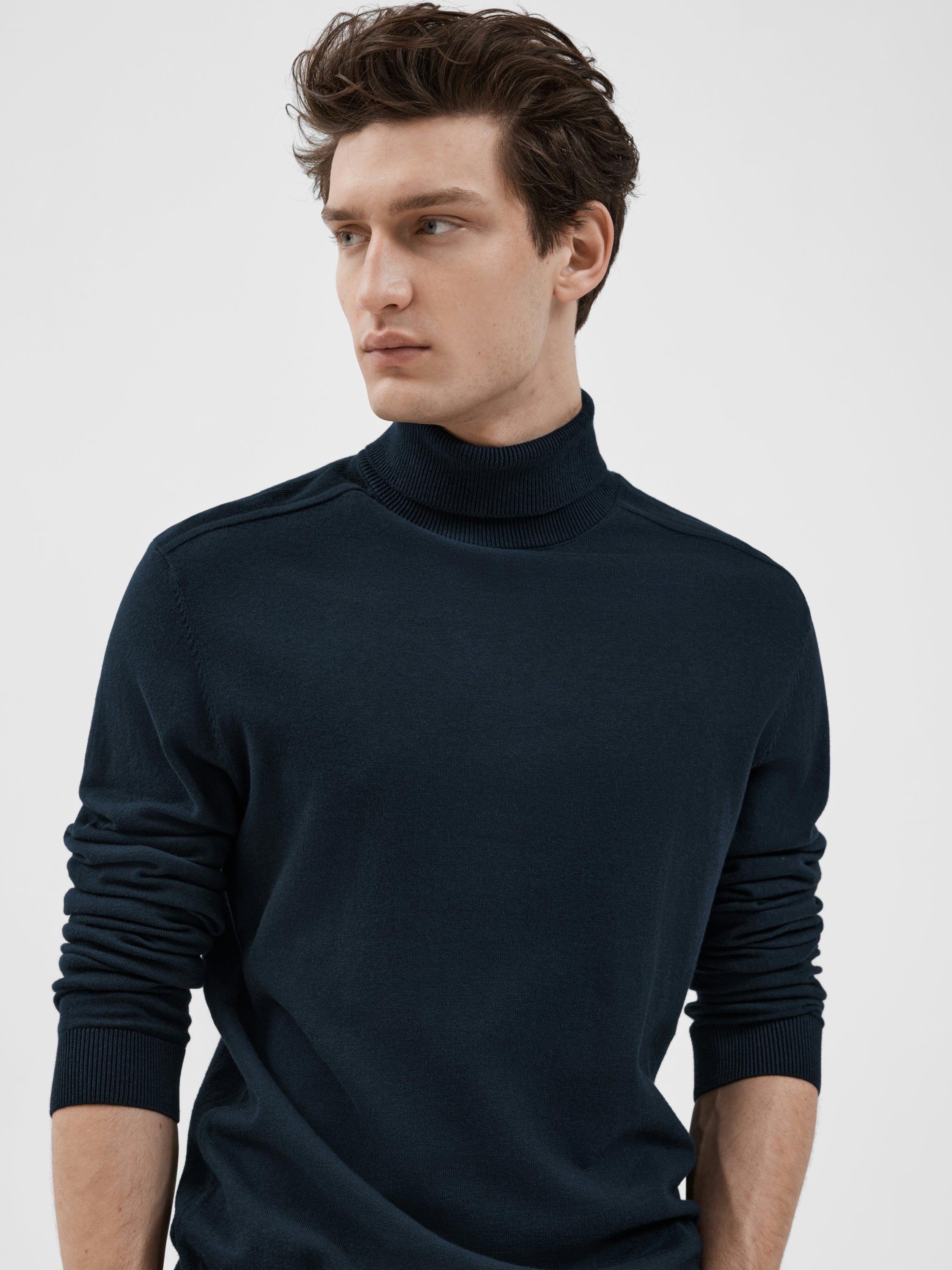 Blauwe trui met rolkraag Selected