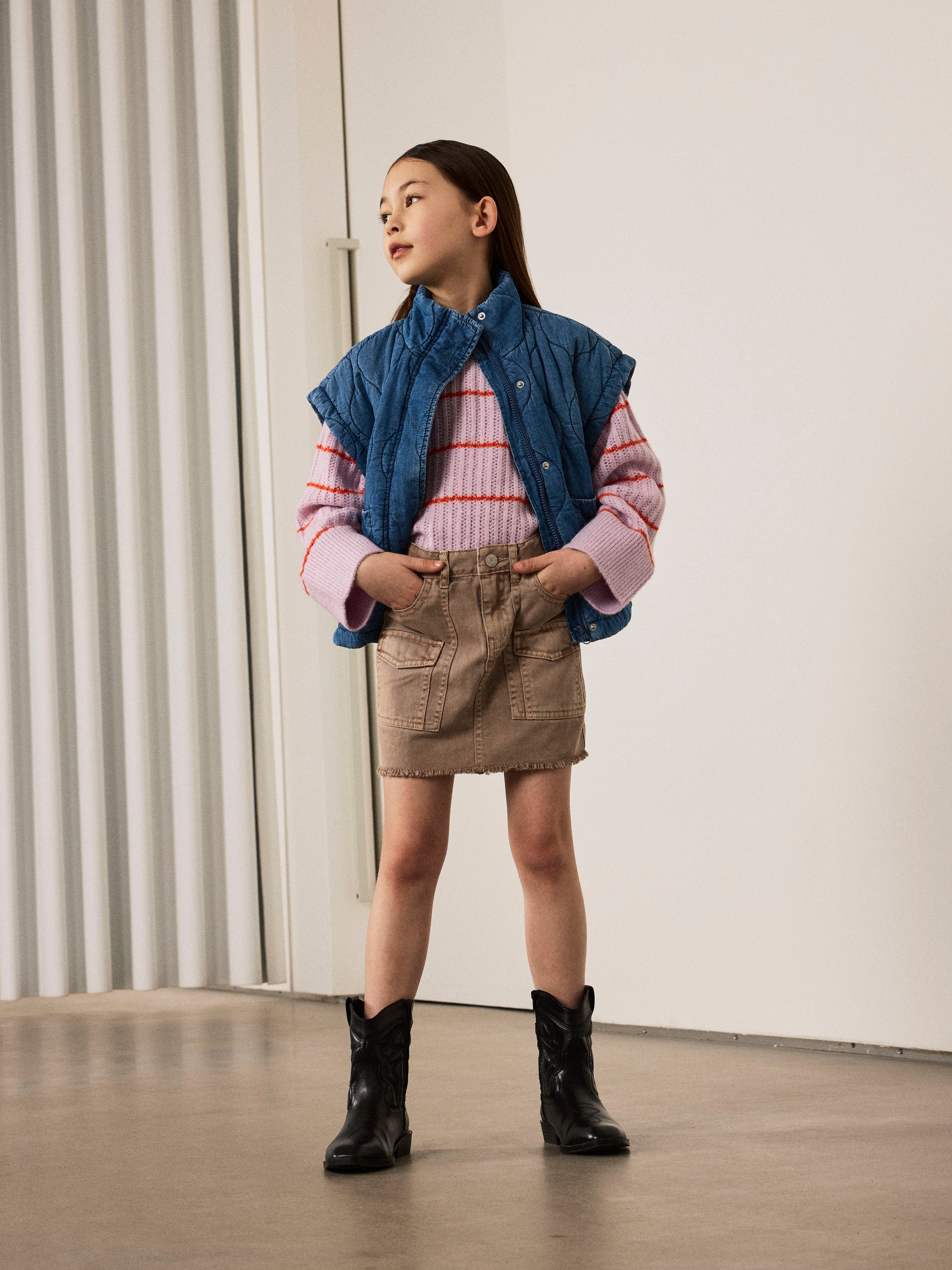 Roze trui met oranje strepen Name It