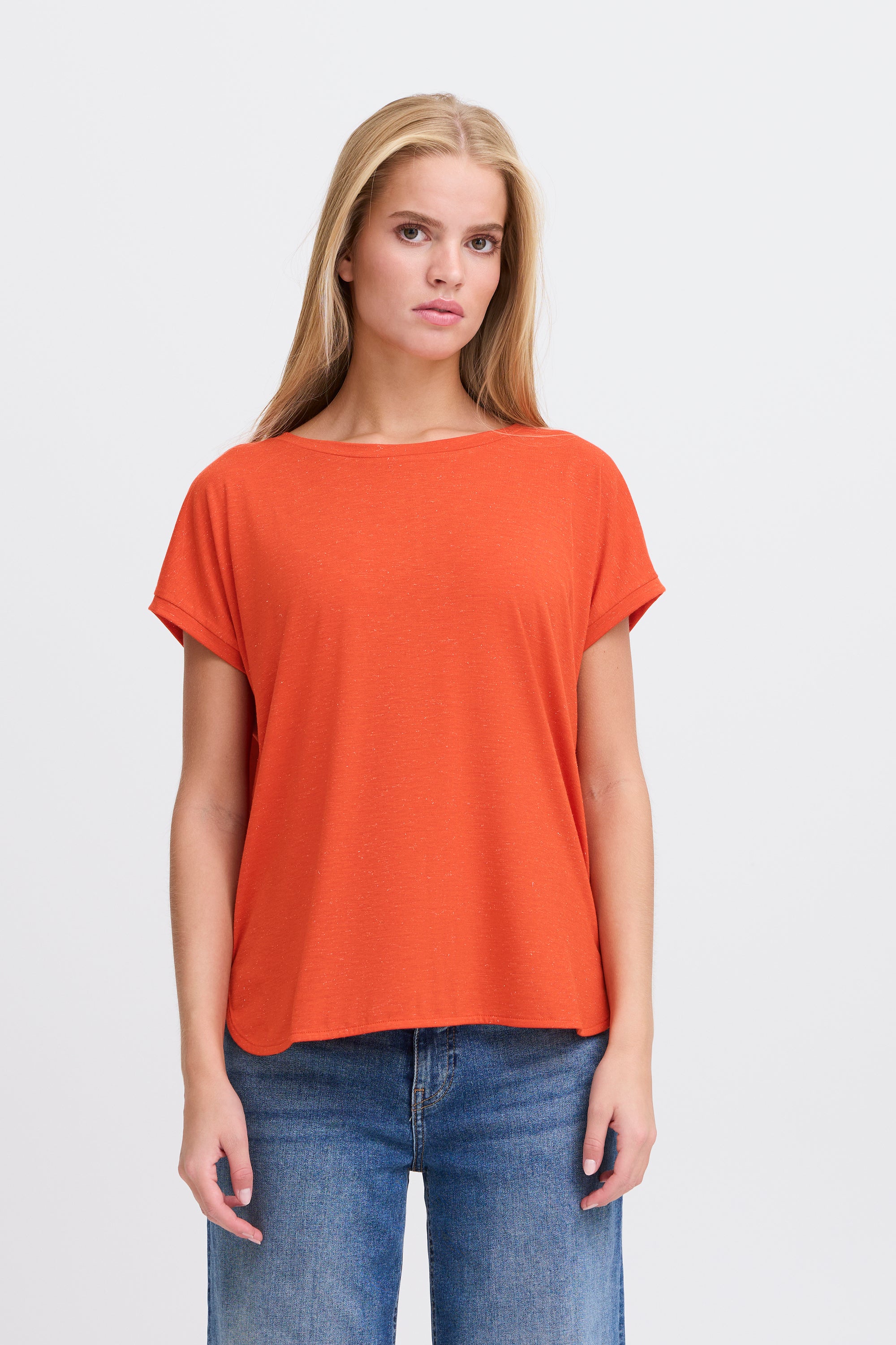 T-shirt orange à manches courtes avec paillettes Rebel Ichi