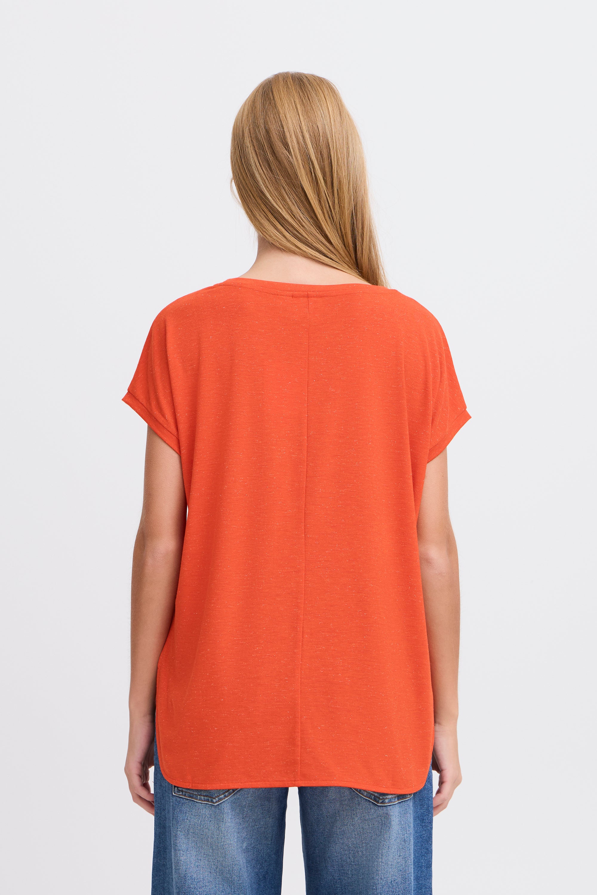 T-shirt orange à manches courtes avec paillettes Rebel Ichi