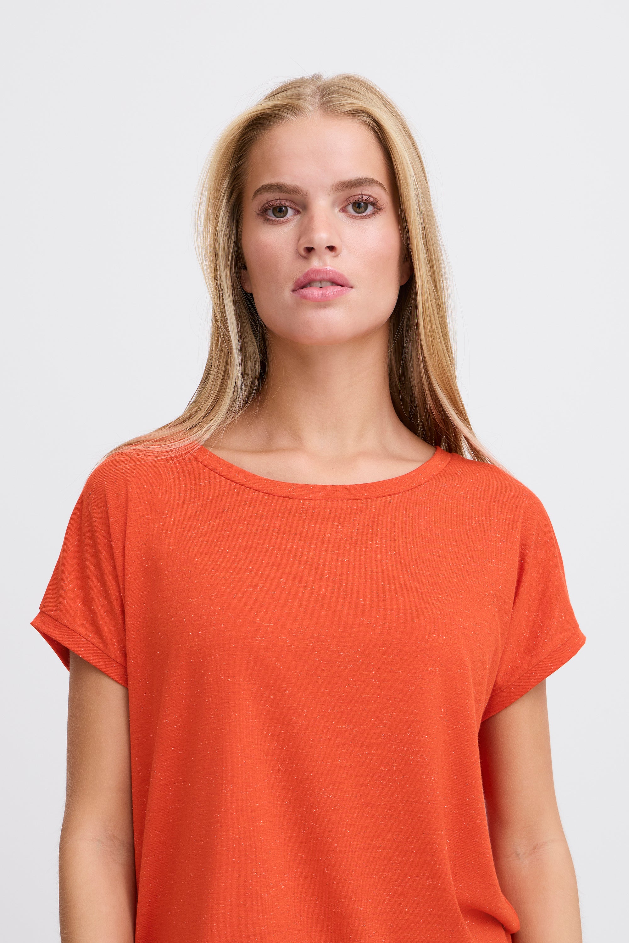 Oranje t-shirt met korte mouwen en glinsters Rebel Ichi