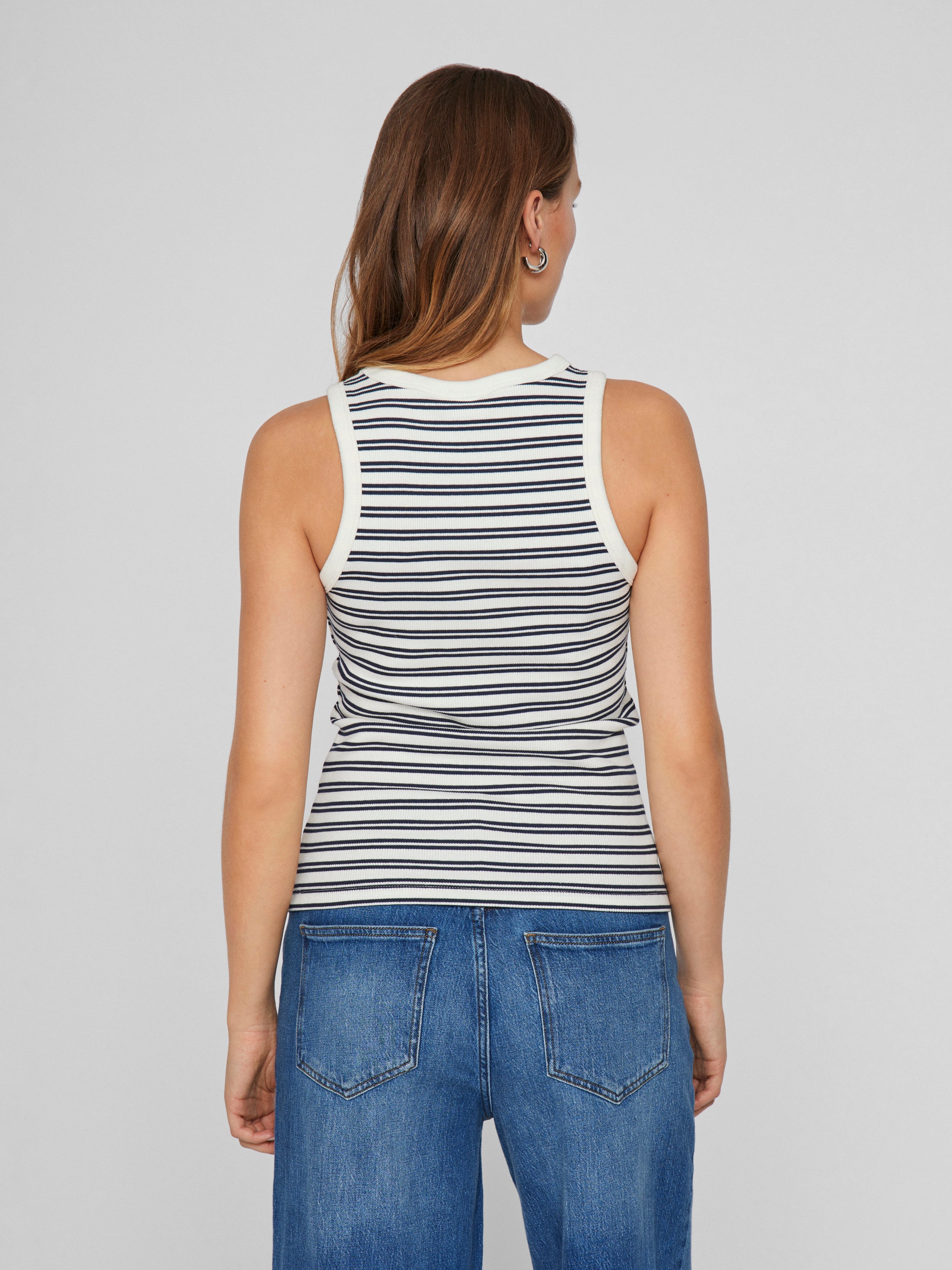 Navy /snow white top met strepen Vila