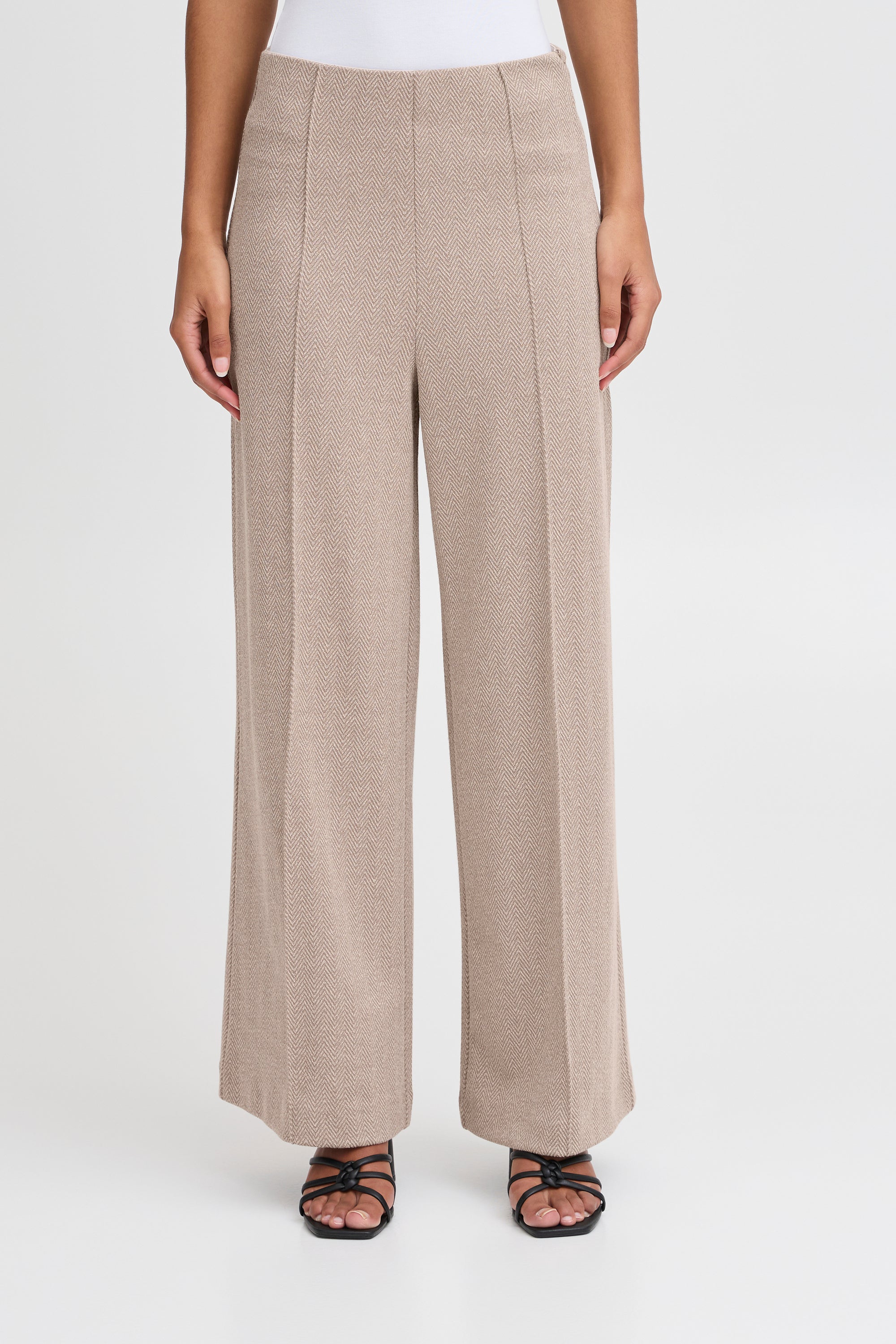 Groene comfortabele geklede broek Kate Jacquard Ichi
