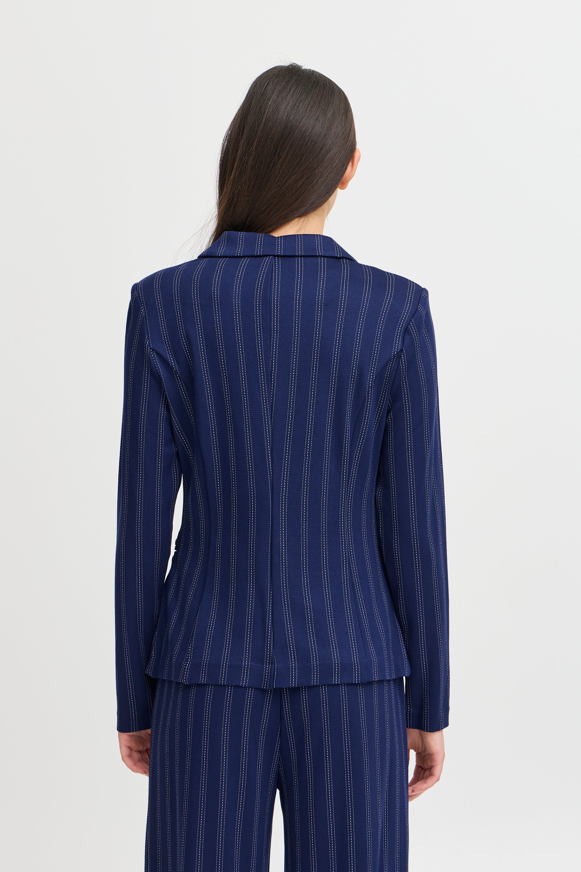 DSonkerblauwe blazer met krijtstreep Ruti Ichi