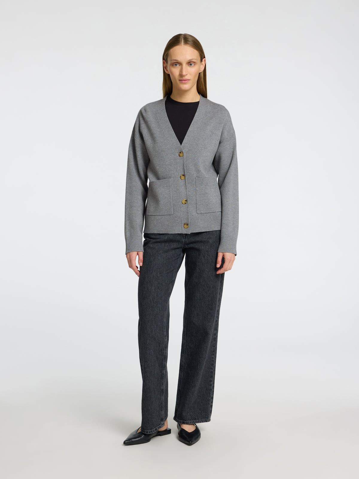 Grijze gilet met knopen en lange mouwen Selected