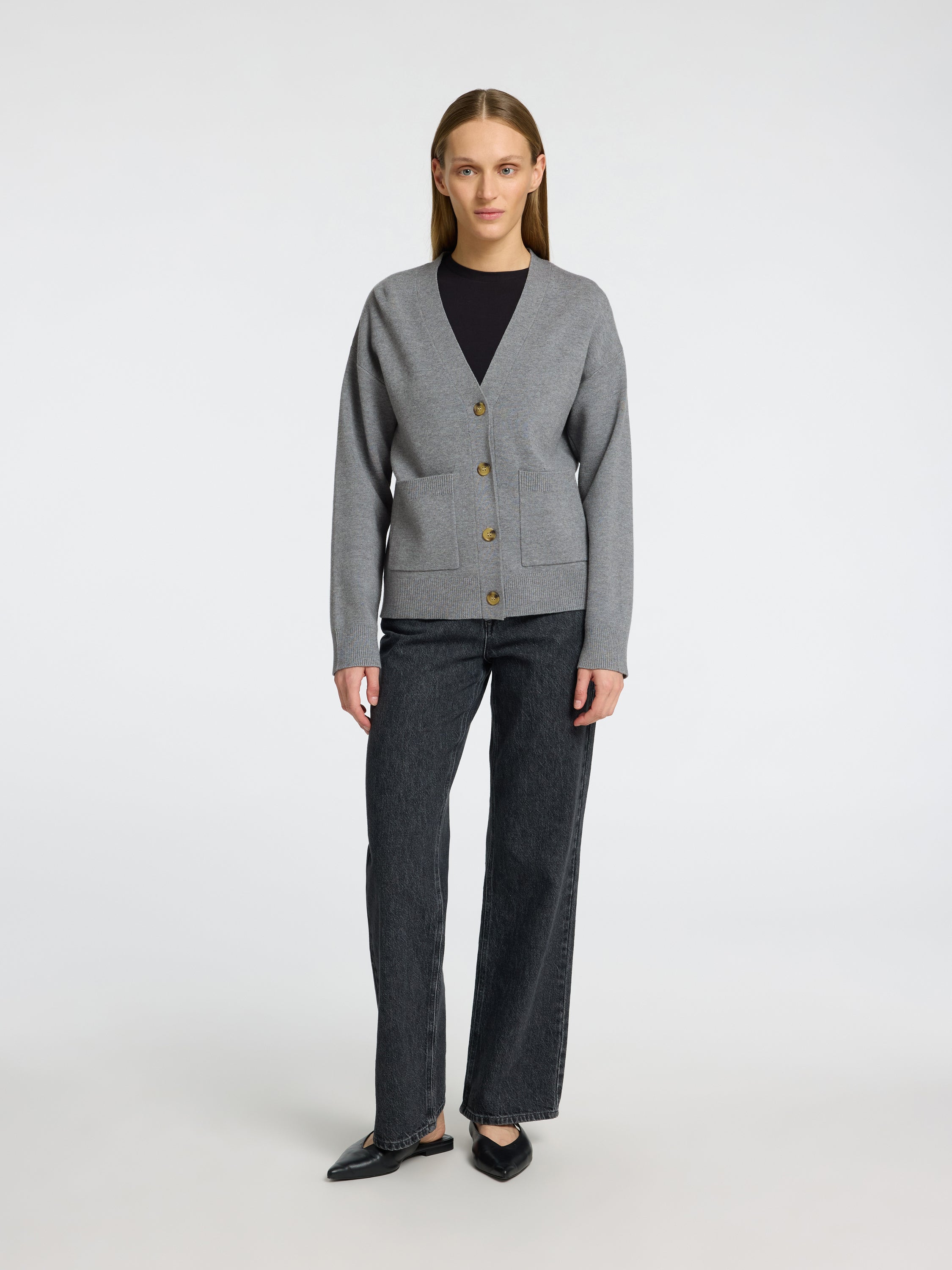 Grijze gilet met knopen en lange mouwen Selected