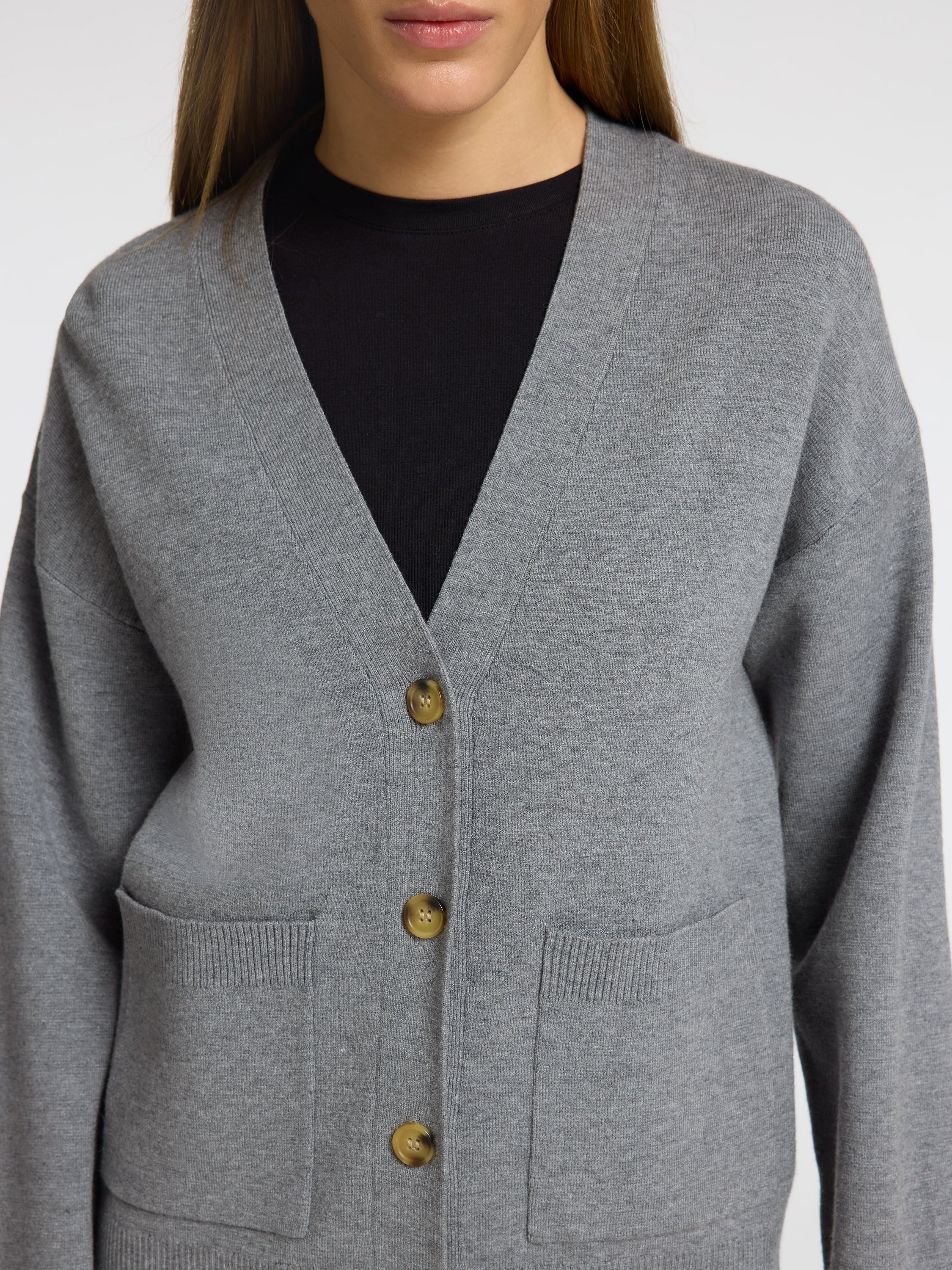 Grijze gilet met knopen en lange mouwen Selected