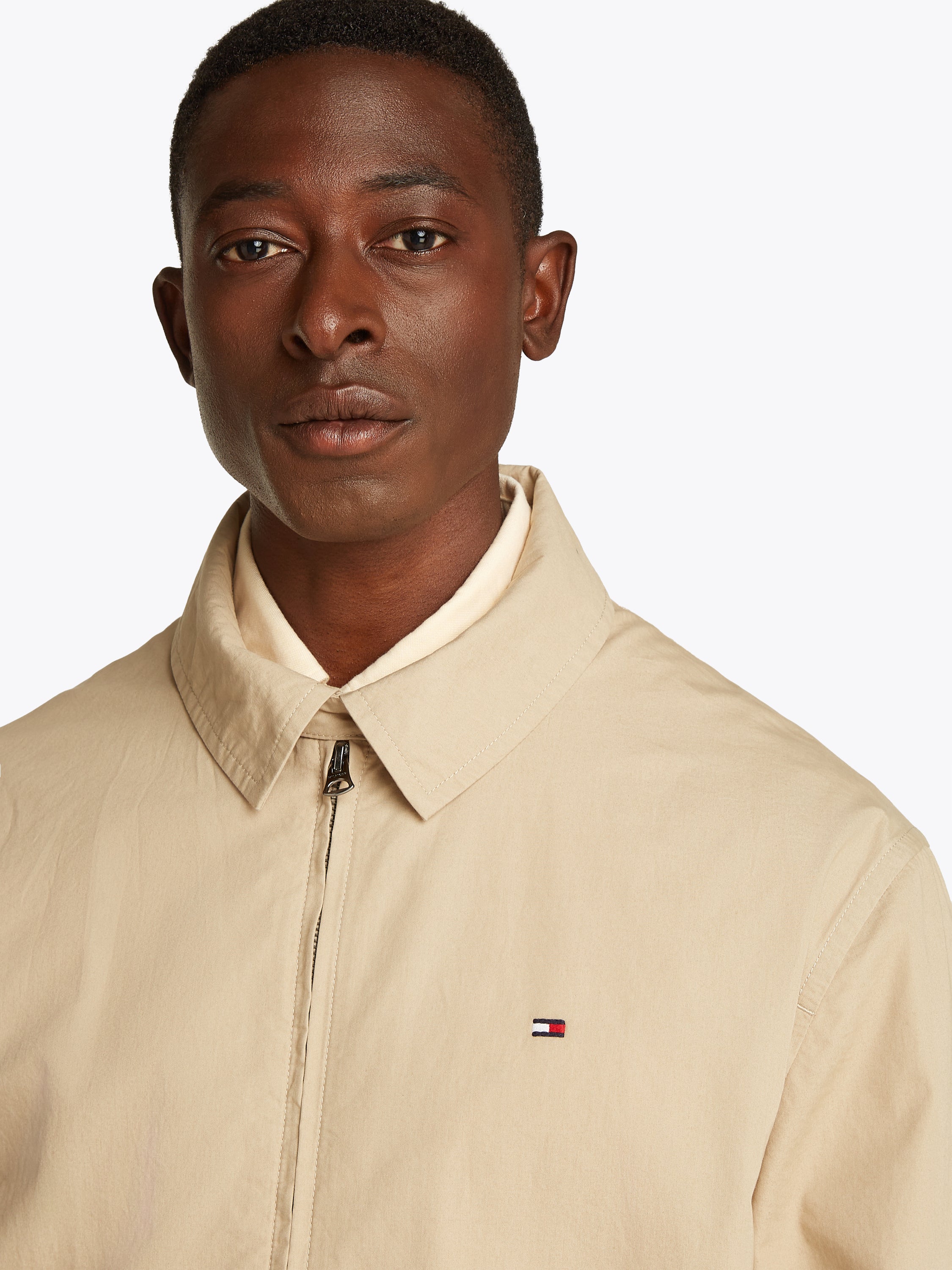 Veste courte beige Tommy Hilfiger à fermeture éclair et manches longues