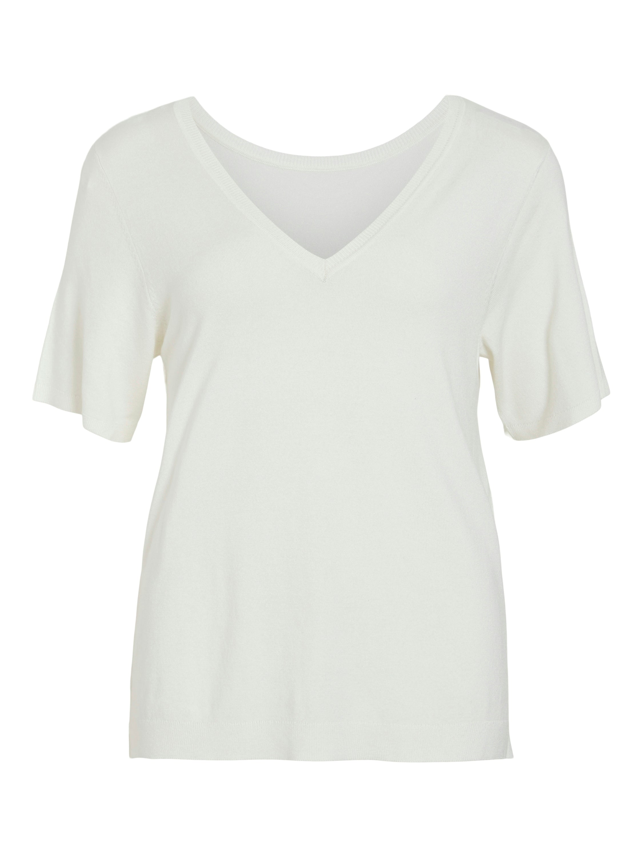 Pull blanc fin à col V Viwennie Vila